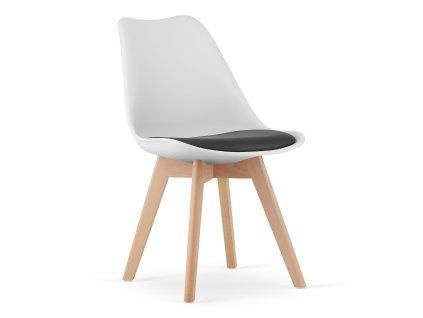 Designová bílo-černá židle BALI MARK s bukovými nohami do jídelny i pracovny