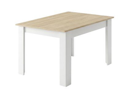 Bílý jídelní stůl s deskou v dekoru dub sonoma MADO 120x80