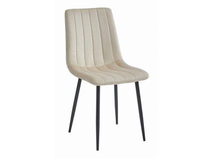 Elegantní sametová židle LAVA béžová s černými kovovými nohami
