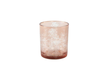 Elegantní růžový skleněný svícen CENAR PINK pro romantické osvětlení