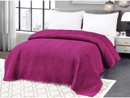 Fialový sametový přehoz ARROW VELVET na postel s moderním vzorem