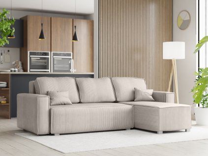 Krémová rohová pohovka COSARO, oboustranná s moderním designem