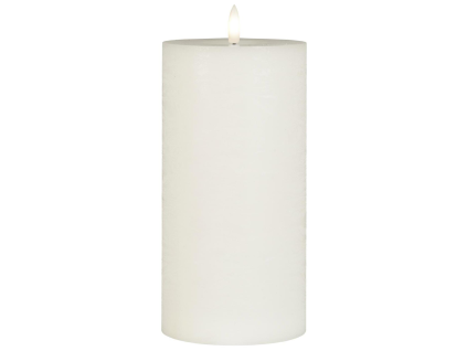 LED sloupová svíčka WARM FLAME 20 cm bílá s realistickým plamenem