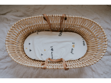 Dětské bavlněné prostěradlo do košíku 75x90 cm I LOVE pro pohodlný spánek