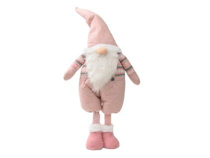 Vánoční dekorativní trpaslík GNOME 90 cm, růžový s veselým designem