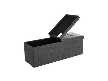 Taburet s odklápěcím víkem OTTOMAN 110x38 cm, tmavě šedý – praktický úložný prostor