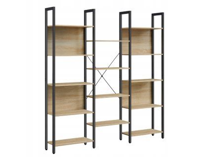 Knihovna TAYLOR SONOMA – 14 polic, dekor dub sonoma a černý kovový rám pro moderní interiér.