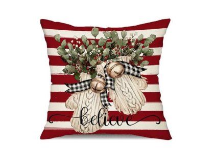 Vánoční povlak na polštář BELIEVE 45x45 cm – červený motiv