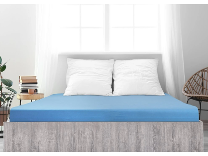 Světle modré jersey prostěradlo z mako bavlny LUXORA 90 x 200 cm