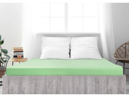 Světle zelené jersey prostěradlo z mako bavlny LUXORA 90 x 200 cm