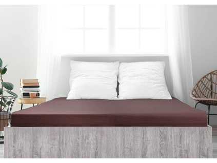 Tmavě hnědé jersey prostěradlo z mako bavlny LUXORA 180 x 200 cm pro pohodlný spánek
