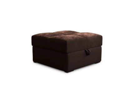 Tmavě hnědý taburet ZENOVA s úložným prostorem 65 x 65 cm – elegantní a praktický doplněk do interiéru.