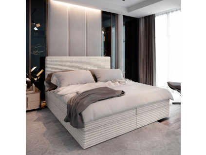 Čalouněná postel boxspring ISPIRA 140x200 cm – elegantní krémová