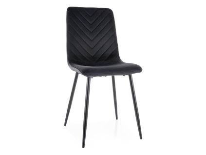 Elegantní jídelní židle DAREN VELVET černá s prošívaným sametem