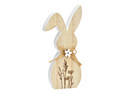 Velikonoční dřevěný zajíc FLORAL RABBIT 20 cm s květinovým motivem