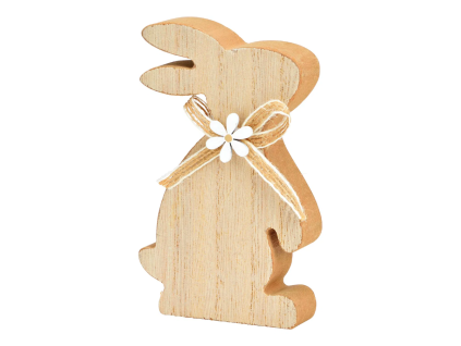 Velikonoční dřevěný zajíc BOW BUNNY 12 cm s ozdobnou mašlí