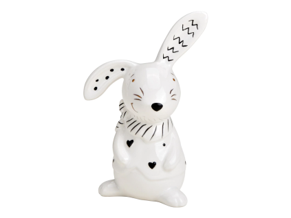 Bílý keramický zajíček BUNNY FRONT 10 cm pro velikonoční dekoraci