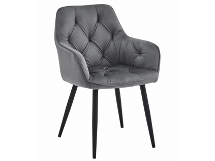 Elegantní jídelní křeslo JORK VELVET tmavě šedé s černými nohami