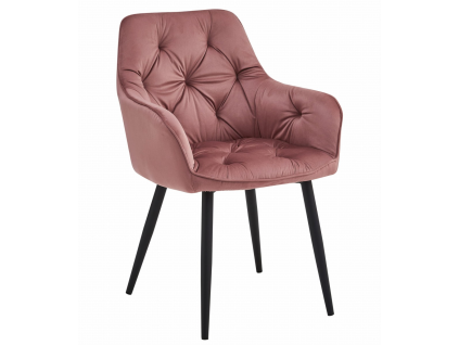 Elegantní jídelní křeslo JORK VELVET růžové s černými nohami