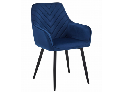 Elegantní jídelní křeslo NANA VELVET modré s černými nohami