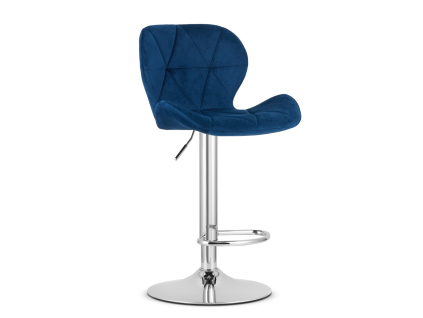 Elegantní barová židle WEST VELVET modrá s chromovanou podnoží
