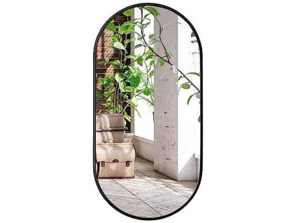 Oválné zrcadlo OLVANI 80x40 cm s černým rámem do moderního interiéru