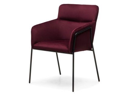 Elegantní jídelní křeslo HELSINKI VELVET vínové s jemným sametem