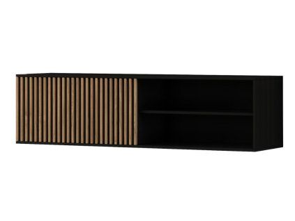 Moderní závěsný TV stolek MEORATI 120x40 cm černá/dub artisan do obýváku