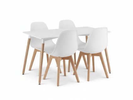 Moderní jídelní set ADRIA 120x80 cm + 4 bílé židle KITO pro stylovou kuchyni