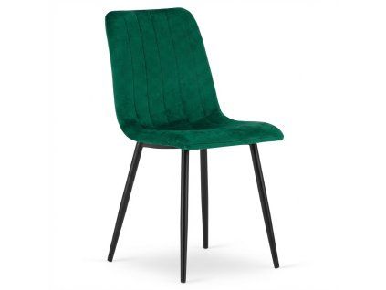 Elegantní jídelní židle LAVA BOTTLE GREEN v sametu a černém provedení