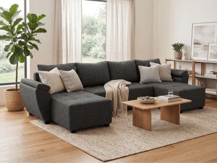 92130 4 rozkladaci sedaci souprava do u livaro 305x140 cm tmave seda moderni design