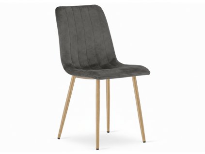 Tmavě šedá sametová židle LAVA GRAPHITE GRAY s kovovými nohami do moderní jídelny