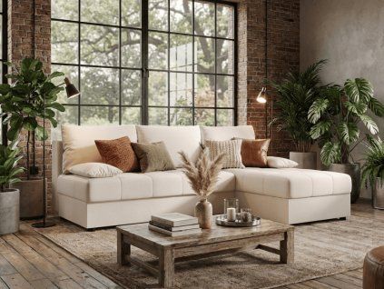 93405 rozkladaci oboustranna sedaci souprava do l venoria slim 200x143 cm kremova moderni design