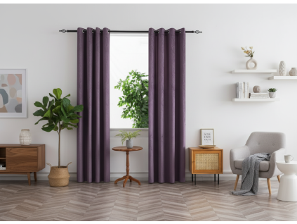 Zatemňovací závěs DUNES VELVET 140x250 cm fialový do moderního interiéru