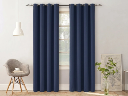Elegantní závěs OXFORD 140x250 cm tmavě modrý s kovovými očky s řasící páskou