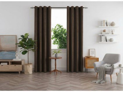 Zatemňovací závěs DUNES VELVET 140x250 cm, hnědý do moderního interiéru
