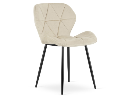 Moderní jídelní židle MANGO VELVET světle béžová s černými nohami