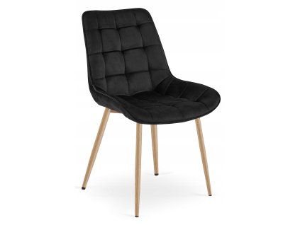Elegantní černá sametová židle BERA s moderním prošíváním