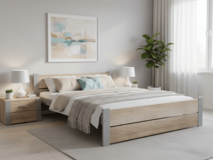 Postel IKAROS DOUBLE 160 x 200 cm, dub sonoma/šedá