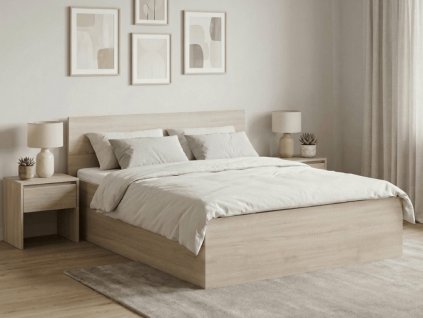 Postel SOFIA 120 x 200 cm dub sonoma s moderním přírodním dekorem
