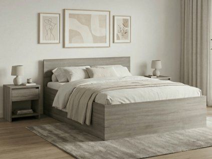Prostorná postel SOFIA 160 x 200 cm dub lanýž do moderní ložnice
