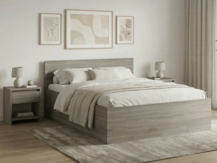 Prostorná postel SOFIA 180 x 200 cm dub lanýž pro manželskou ložnici