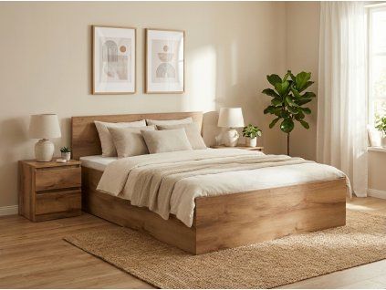 Prostorná postel SOFIA 180x200 dub artisan s čelem