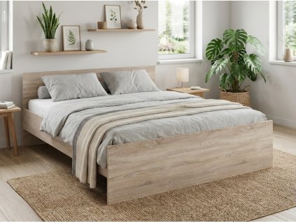 Postel ELISA 140 x 200 cm dub sonoma moderní dvoulůžko do ložnice