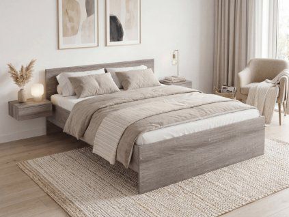 Postel ELISA 140 x 200 cm dub lanýž moderní dvoulůžko do ložnice