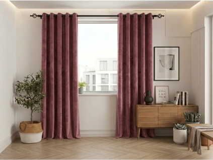 Zatemňovací závěs ELVIO VELVET 140x250 cm starorůžový do moderního interiéru