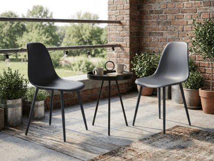 Moderní zahradní set OSAKA SIRVON antracitový se 2 židlemi a kulatým stolkem