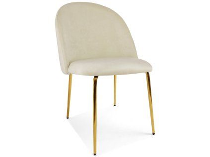 Moderní jídelní židle INCA VELVET krémová se zlatými nohami