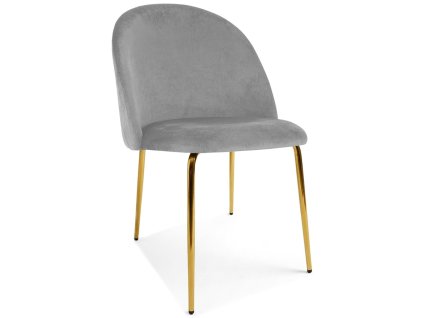 Moderní jídelní židle INCA VELVET světle šedá se zlatými nohami