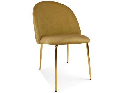 Moderní jídelní židle INCA VELVET hořčicová se zlatými nohami